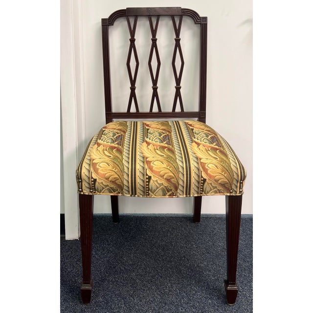 Late 19th Century Ferdinand Keller English Regency Lattice Back Chairs - A Pair For Sale - Image 4 of 10