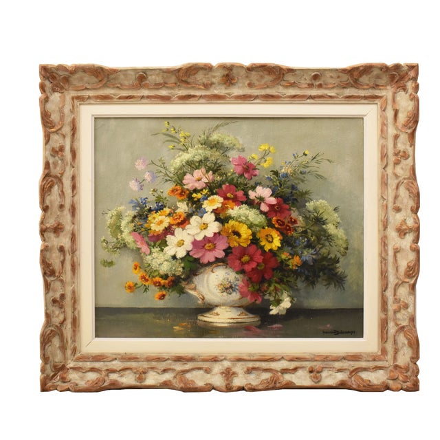 Maurice Alfred Decamps, Still Life with Spring Flowers, 20th Century, Oil on Canvas For Sale