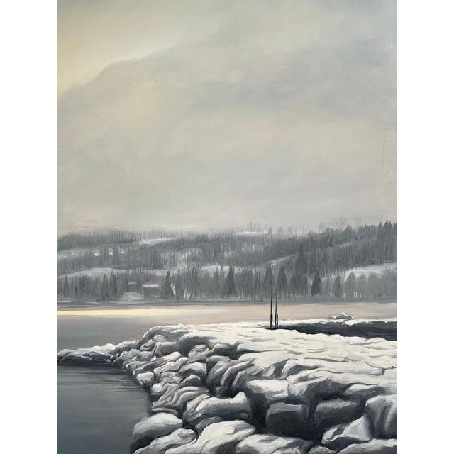 Modern Claude Sauthier, Hillside of Cologny in the Fog, Oil on Wood, 1970s For Sale - Image 3 of 11