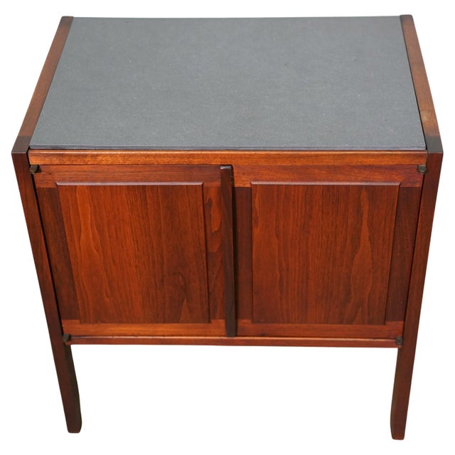 Founders Furniture Company Jack Cartwright Walnut Nightstand With Slate Top, Mid-Century Modern Side Table For Sale - Image 4 of 11