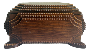 Antique Tramp Art Box With Scalloped Corners, Early 20th Century