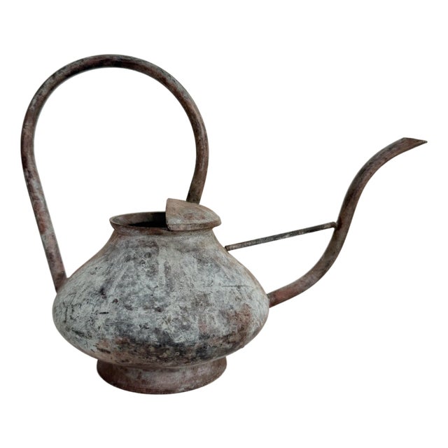 Vintage Copper Verdigris Watering Can For Sale