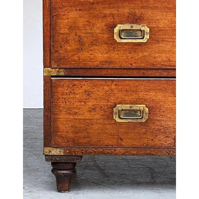 Wood British Military Officer's Campaign Chest or Dresser of Brass-Bound Mahogany For Sale - Image 7 of 12