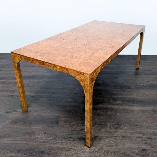 Modern Cb2 Burlwood Veneer Dining Table For Sale - Image 3 of 7
