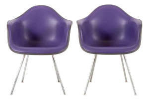 Vintage Mid Century Dax Purple Lounge Chairs by Eames for Herman Miller