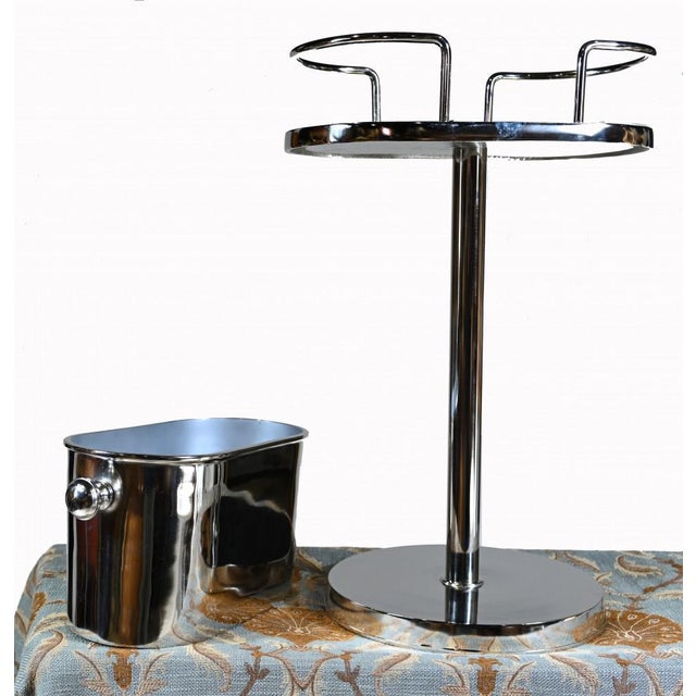 Metal Art Deco Silver Plate Champagne Cooler Wine Stand For Sale - Image 7 of 8