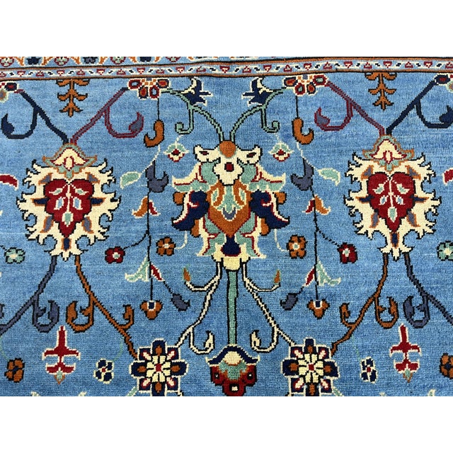 Textile Blue Sultani Wool Area Rug With Persian Floral Design, 6'6" X 9'10" For Sale - Image 7 of 14