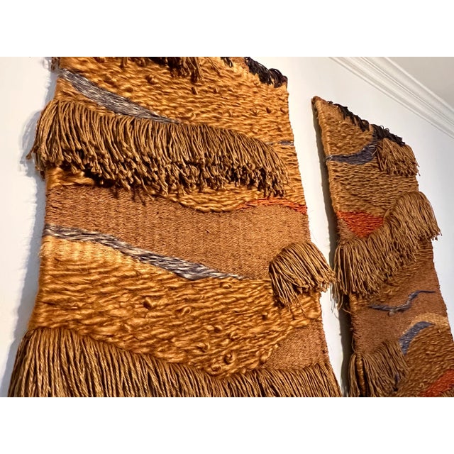 Textile 70's Triptych Fiber Art "Flowing Landscape" by Winston Herbert For Sale - Image 7 of 11