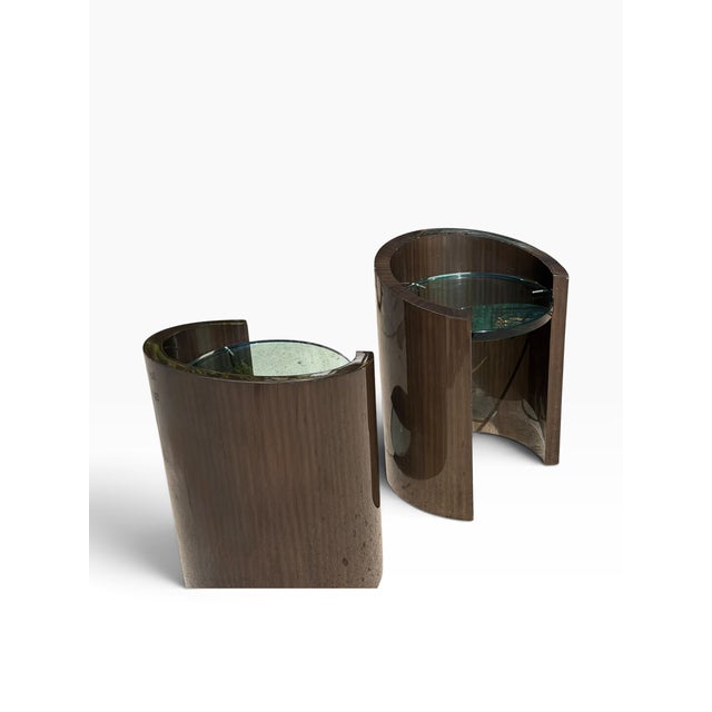 Brown Pair of J. Robert Scott Modernist Macassar Side Tables For Sale - Image 8 of 8