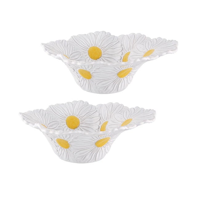 2020s Bordallo Pinheiro Maria Flor Salad Bowls, 37 oz, Set of 2 For Sale - Image 5 of 5