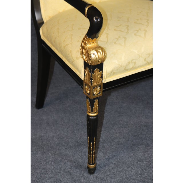 Set 12 Louis XVI Style Ebonized and Gilt Dining Chairs For Sale - Image 12 of 13