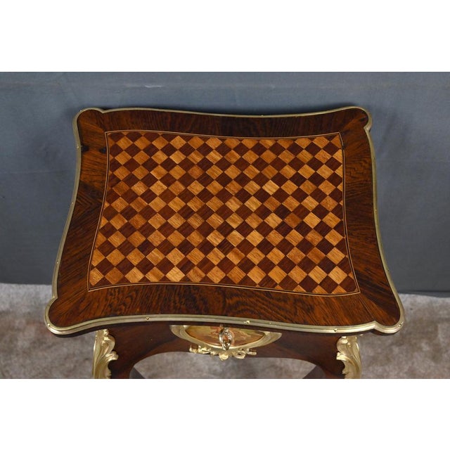 Small Louis XV Style Marquetry Worktable, Late 19th Century For Sale - Image 4 of 18