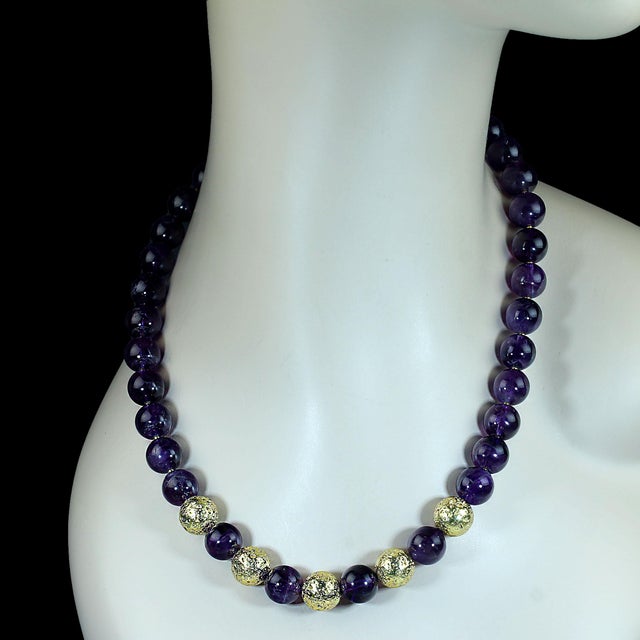 Artisan 19-Inch Amethyst Beaded Necklace With Gold Accents, Usa For Sale - Image 4 of 6