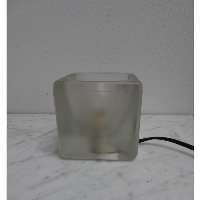 Glass Germany Frosted Glass Cube Table Lamp from Peill & Putzler, 1960s For Sale - Image 7 of 10