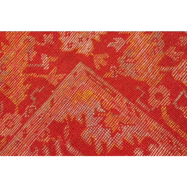 Antique Turkish Oushak With Elegant Motifs in Red, Ivory, Gold and Salmon Pink 7 X 9'8 For Sale - Image 15 of 15