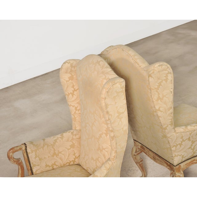 Pair of Country French Provincial Wingback Bergère Armchairs For Sale - Image 9 of 18