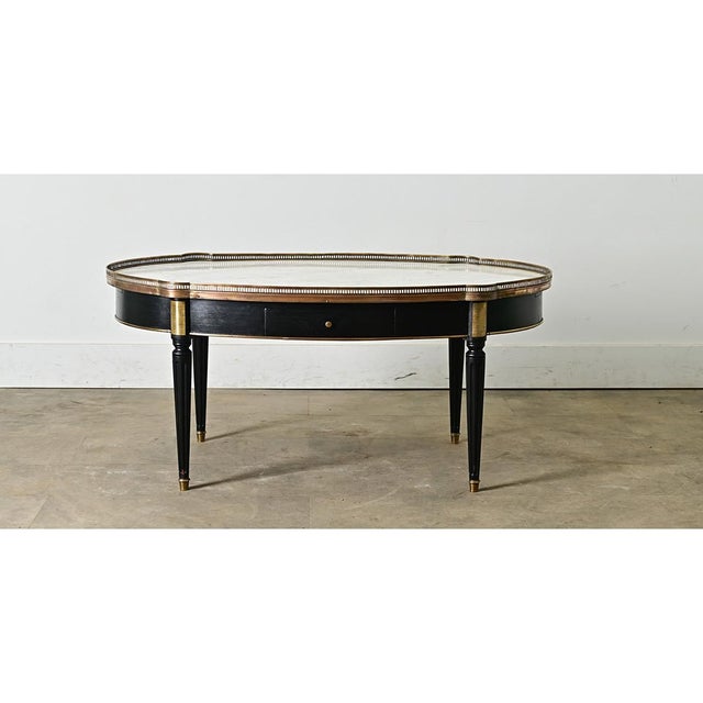 French 20th Century Louis XVI Style Ebonized Oval Coffee Table For Sale In Baton Rouge - Image 6 of 13