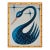 ‍Tatiana Duperault Black Swan Original Oil Painting, Mid-Century Style, Navy and Cream, Faux Bamboo Frame For Sale
