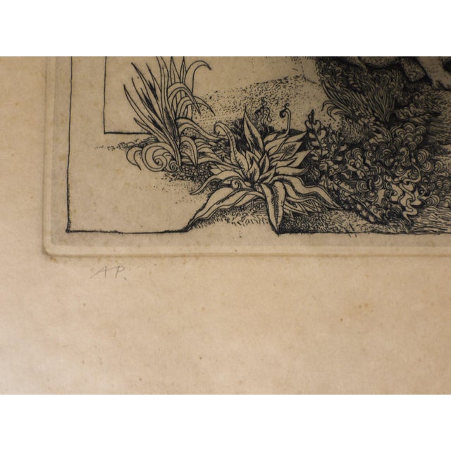 Art Deco Early 20th Century Claude Saucy Surreal Nude With Deer Bunny Signed Etching For Sale - Image 3 of 5