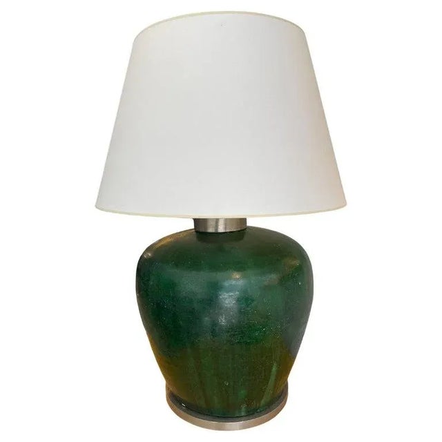 1980s Italian Table Lamp 35" H With Antique Glazed Amphora Base For Sale - Image 13 of 13