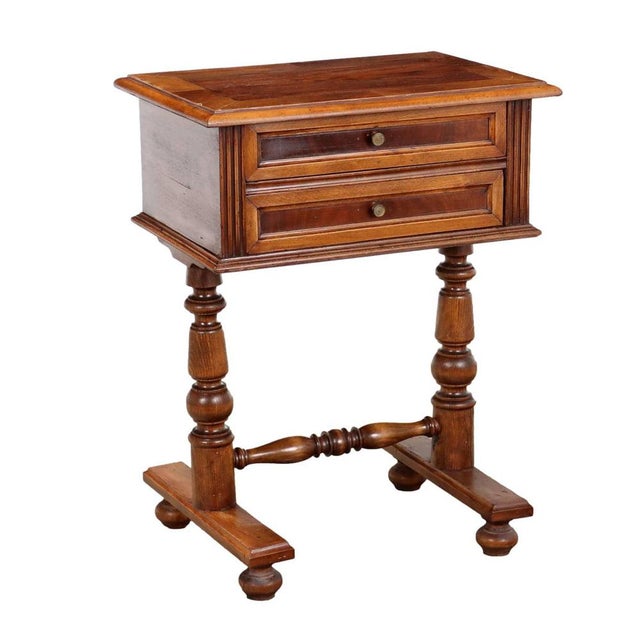 Antique Bedside Table in Beech and Walnut For Sale - Image 10 of 10