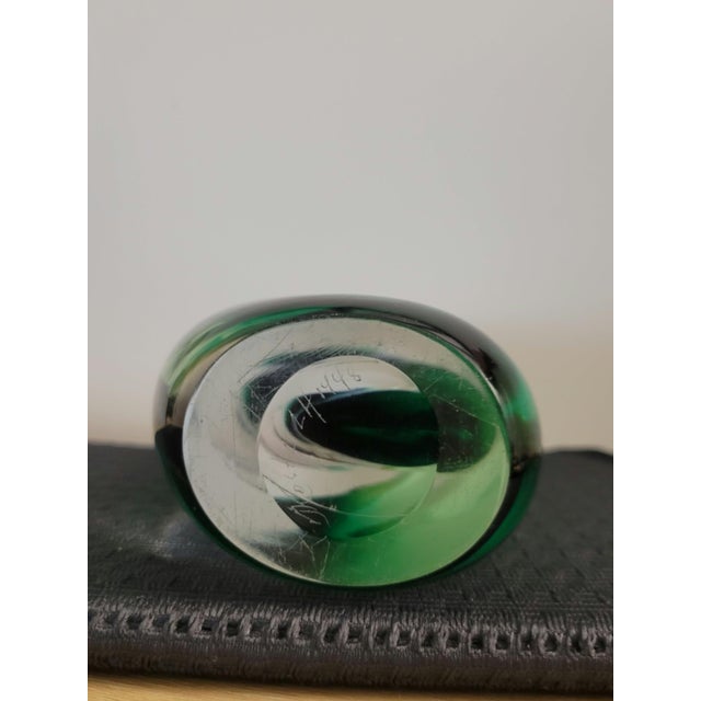 Green Signed Vicke Lindstrand for Kosta Boda Green Sommerso Glass Vase For Sale - Image 8 of 8
