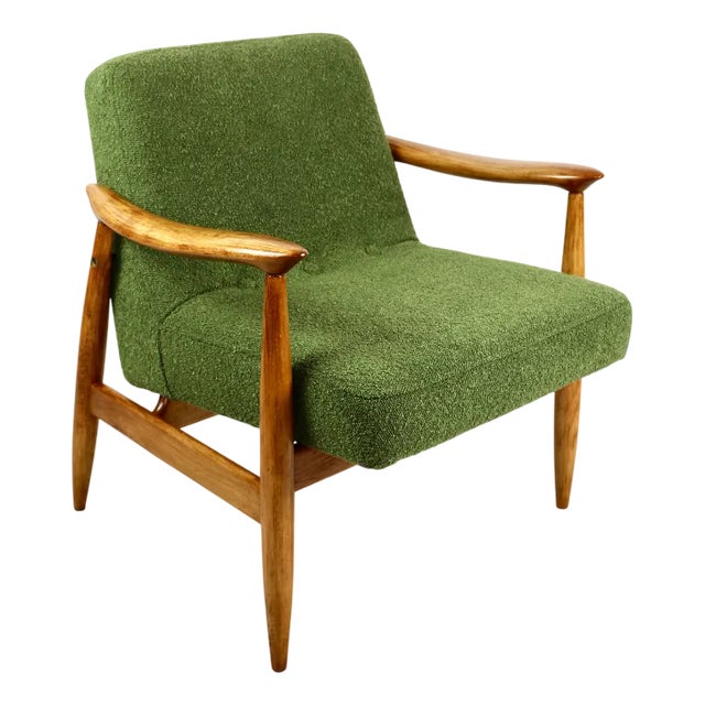 Vintage GFM 300-202 Armchair in Green Bouclé by J. Kedziorek, 1970s For Sale