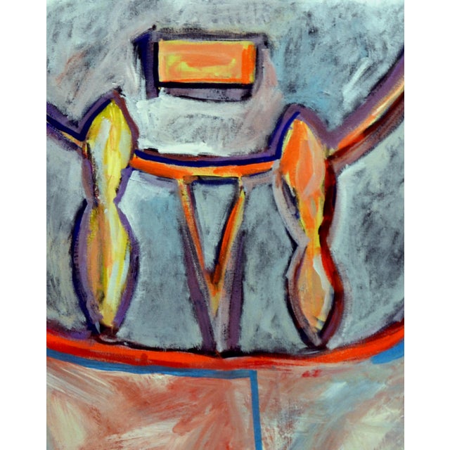 Fauvist Double Latch Briefcase in Oil on Canvas Wonderfully vibrant oil painting of a double latch briefcase by San...