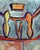 Fauvist Double Latch Briefcase in Oil on Canvas Wonderfully vibrant oil painting of a double latch briefcase by San...