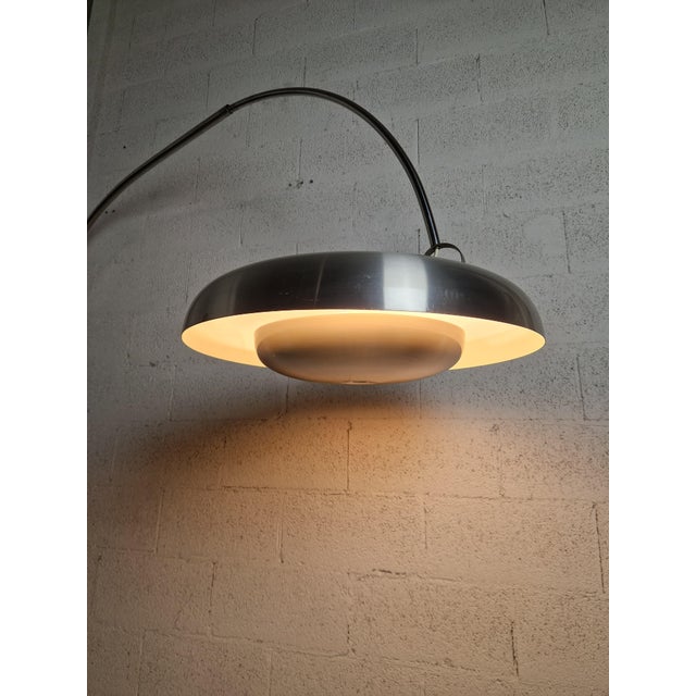 Silver Metal Arc Floor Lamp attributed to Pirro Cuniberti for Sirrah, 1970s For Sale - Image 8 of 13