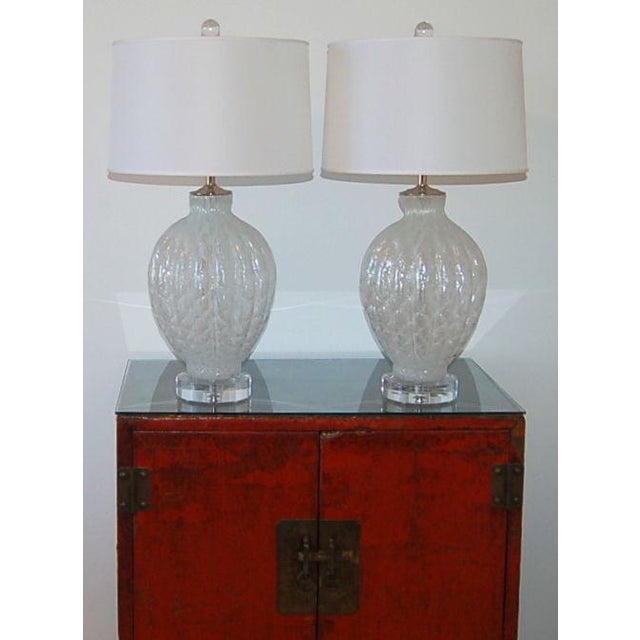 Galliano Ferro Murano Glass Lamps White Chairish
