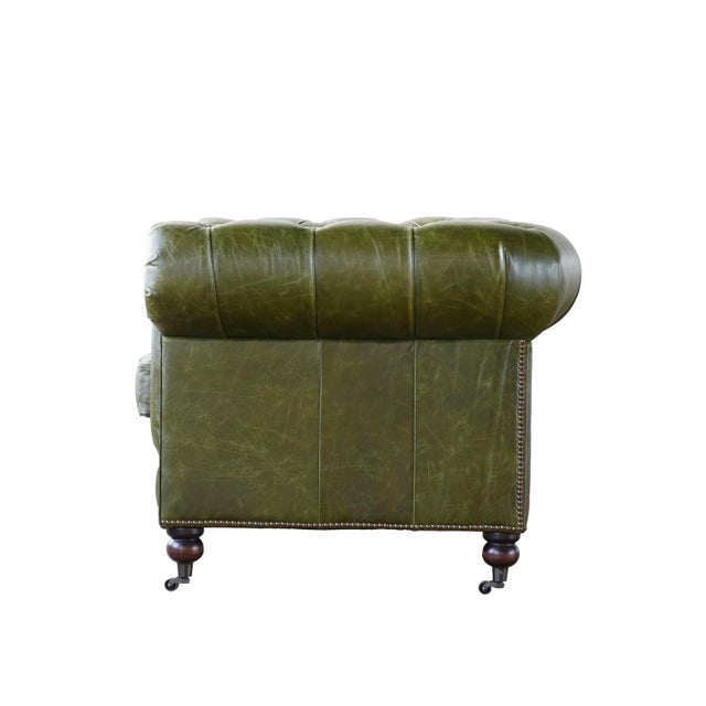Matthew Izzo Home the Churchill Great Britain, Green Chesterfield Sofa 87” For Sale In New York - Image 6 of 7