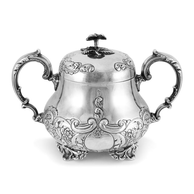 Antique j.g Ltd Heavy 925 Sterling Silver Sugar Bowl & Cover Individual Tea Set For Sale In Houston - Image 6 of 9