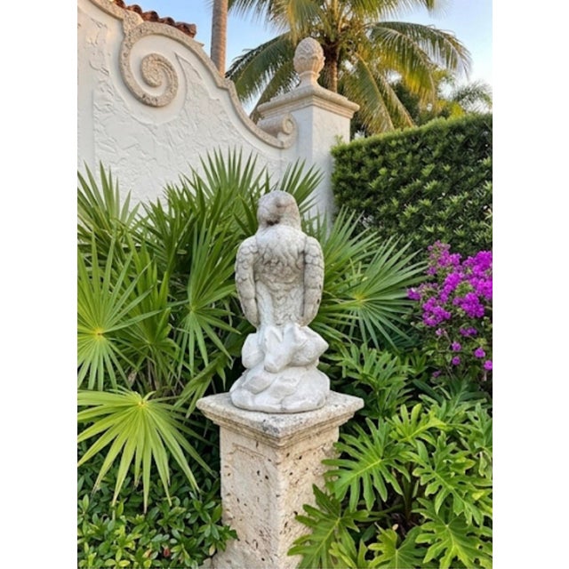 Alabaster Vintage Cast Stone Eagle Statue For Sale - Image 8 of 12