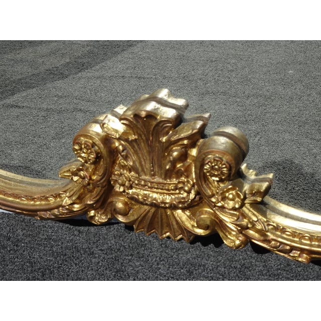 Gold Vintage French Rococo Louis XV Gold Wall Mantle Mirror Scrolled Flourishes For Sale - Image 8 of 11