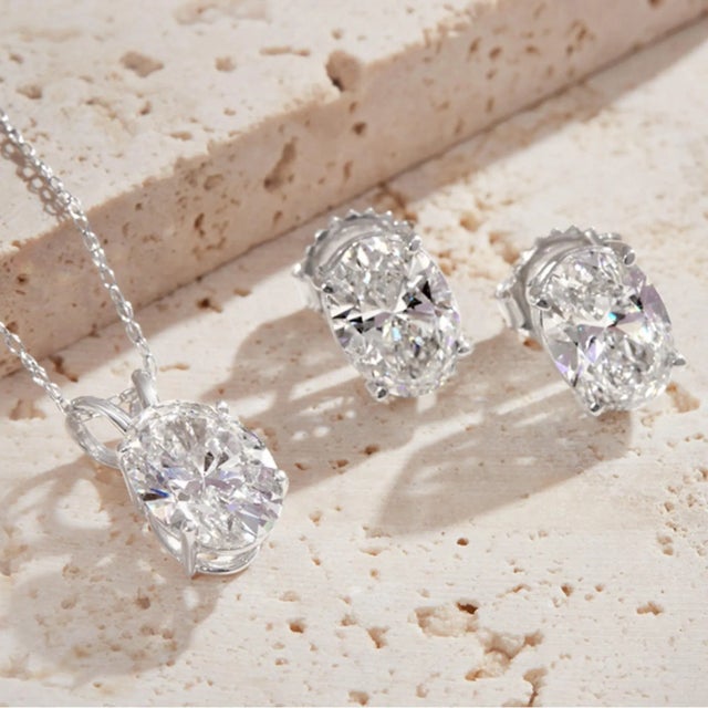 Contemporary Classic Oval Stud Earrings Lab Grown Diamonds in 14k White Gold 3.00cttw - 2 Pieces For Sale - Image 3 of 4