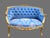 1950s French Louis XVI Blue Damask Gold Beech Settee For Sale - Image 12 of 12
