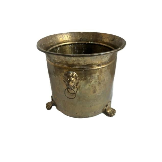 Vintage Brass Jardinière With Lion Handles and Claw Feet - Indoor Planter For Sale - Image 16 of 16