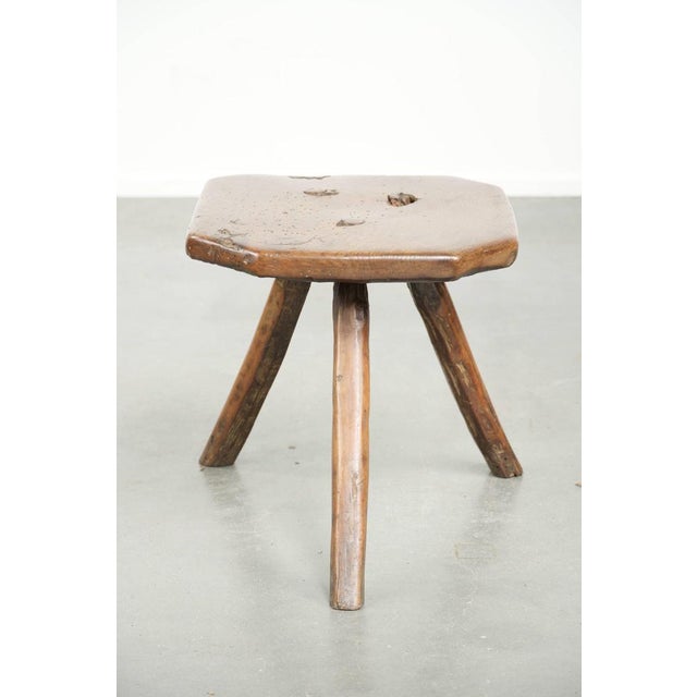 Antique English Farmhouse Stool, 1600s For Sale - Image 3 of 11