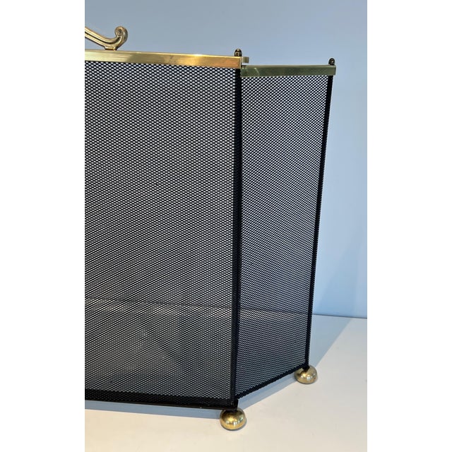 1970s Brass and Grilling Fireplace Screen For Sale - Image 12 of 12