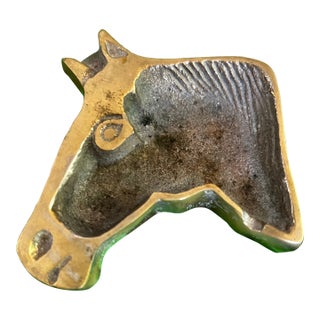 Small Horse Shaped Brass Ashtray For Sale