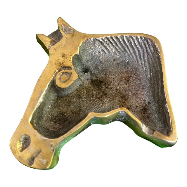 Small Horse Shaped Brass Ashtray For Sale