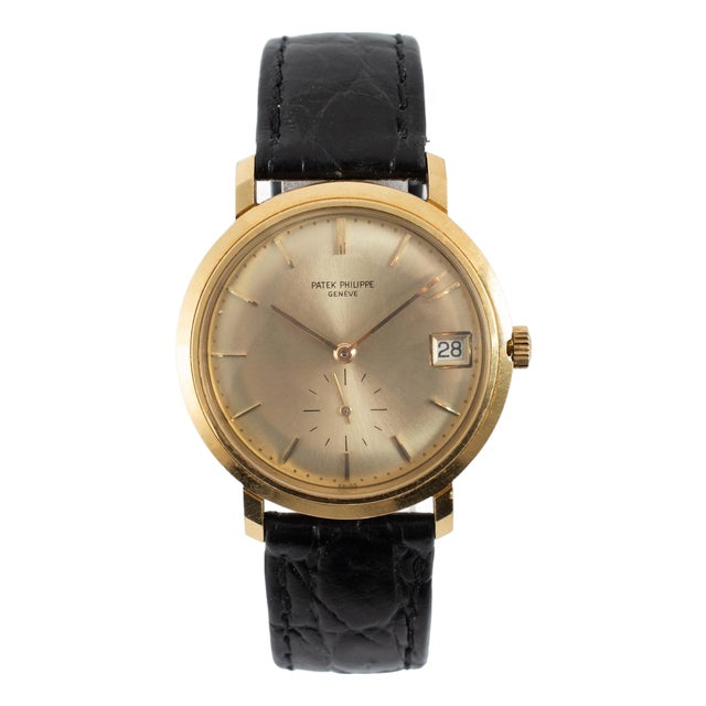 Vintage Patek Philippe Calatrava 35mm 3445 Sapphire 18k Yellow Gold Watch For Sale