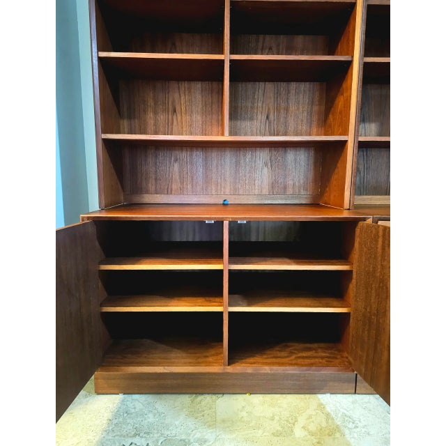 Brown 1960s Danish Teak Double Wall Unit by Erik Brouer for Brouer Mobelfabrik - Set of 2 For Sale - Image 8 of 12