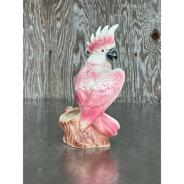 Ceramic Vintage Mid-Century Modern Glazed Ceramic Cockatoo For Sale - Image 7 of 8
