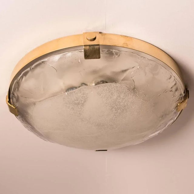 Brass and Murano Glass Flush Mount by J. T. Kalmar, Austria, 1960s For Sale - Image 3 of 9