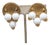 Vintage 1950s Signed Hattie Carnegie Goldtone White Resin Drop Clip Earrings-2 Pieces For Sale