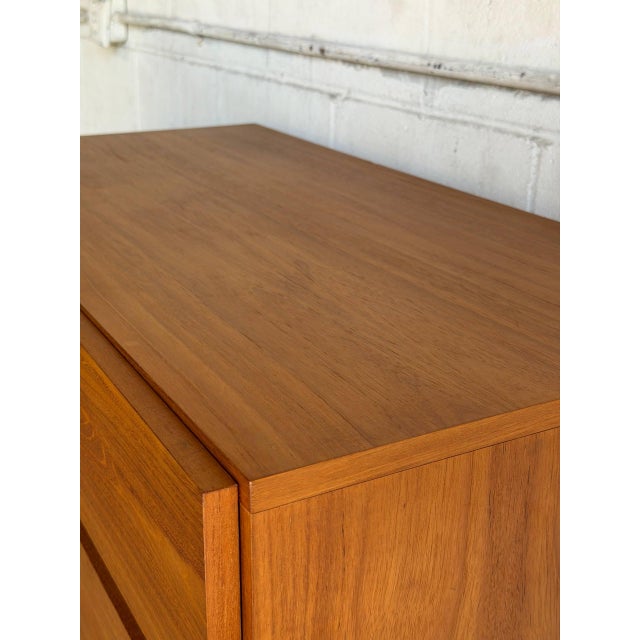 In Style of Arne Wahl Iversen Teak 6 Drawer Tall Highboy Dresser Denmark Mid-Century Modern 1960s For Sale - Image 10 of 10