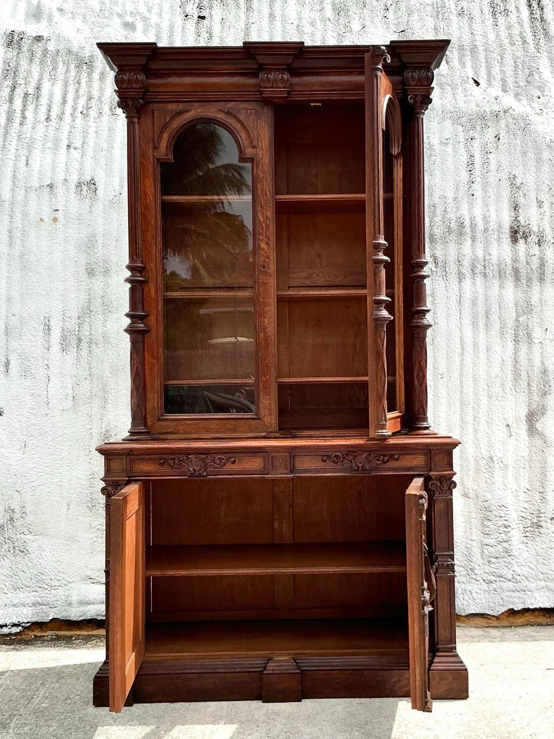 Vintage Boho Black Forest Monumental Carved Cabinet — additional photo 4