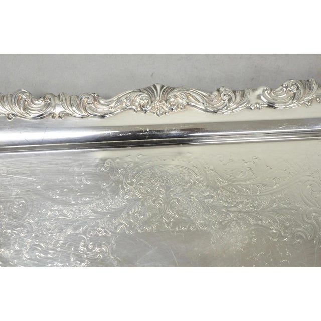 Silver Vintage Fb Rogers 1338 Victorian Silver Plated Narrow Serving Platter Bar Tray For Sale - Image 8 of 18